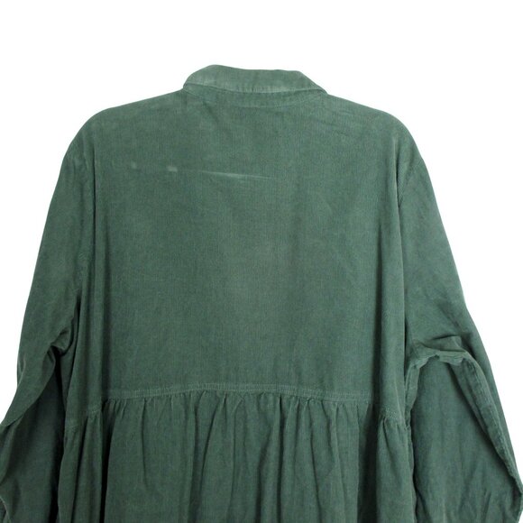 Woman Within Plus Size 24W Green Corduroy Long Sleeve Button Up Dress Modest - Picture 8 of 8